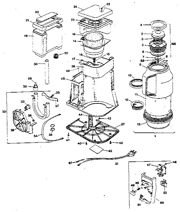 Countertop Diagram and Parts List for TCM401-TY3  Black and Decker Coffee Maker